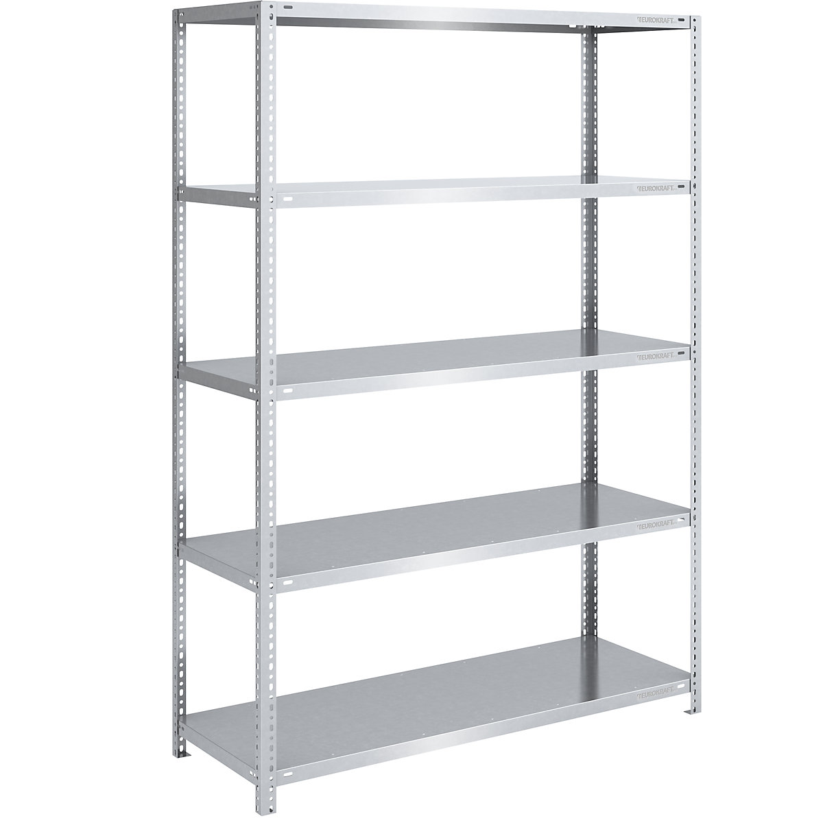 Bolt-together storage shelving, zinc plated, medium duty – eurokraft pro, shelf unit height 2000 mm, shelf width 1300 mm, depth 600 mm, standard shelf unit-5