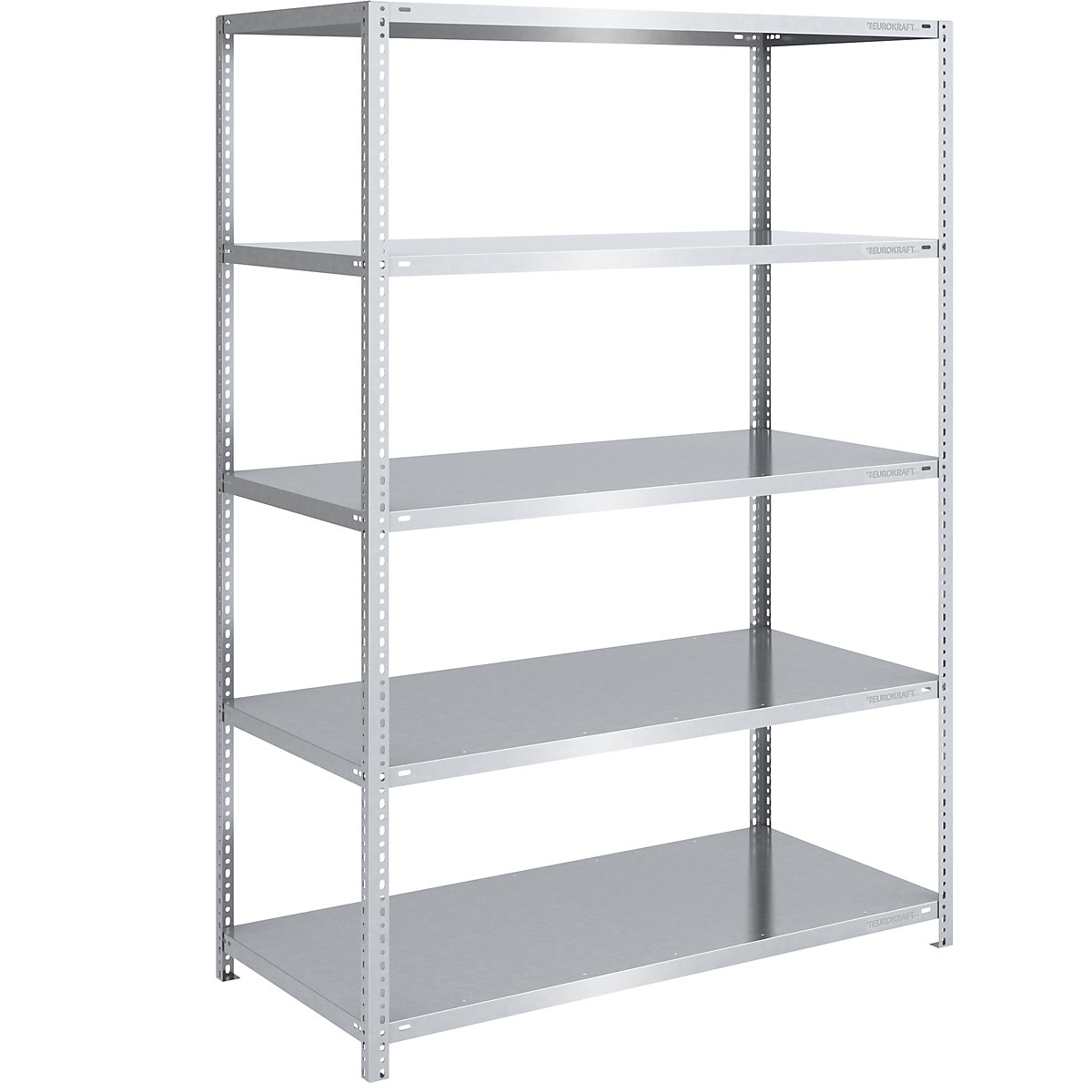 Bolt-together storage shelving, zinc plated, medium duty – eurokraft pro, shelf unit height 2000 mm, shelf width 1300 mm, depth 800 mm, standard shelf unit-11