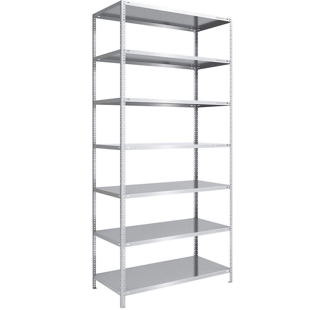 Bolt-together storage shelving, zinc plated, medium duty – eurokraft pro, shelf unit height 3000 mm, shelf width 1300 mm, depth 800 mm, standard shelf unit-8