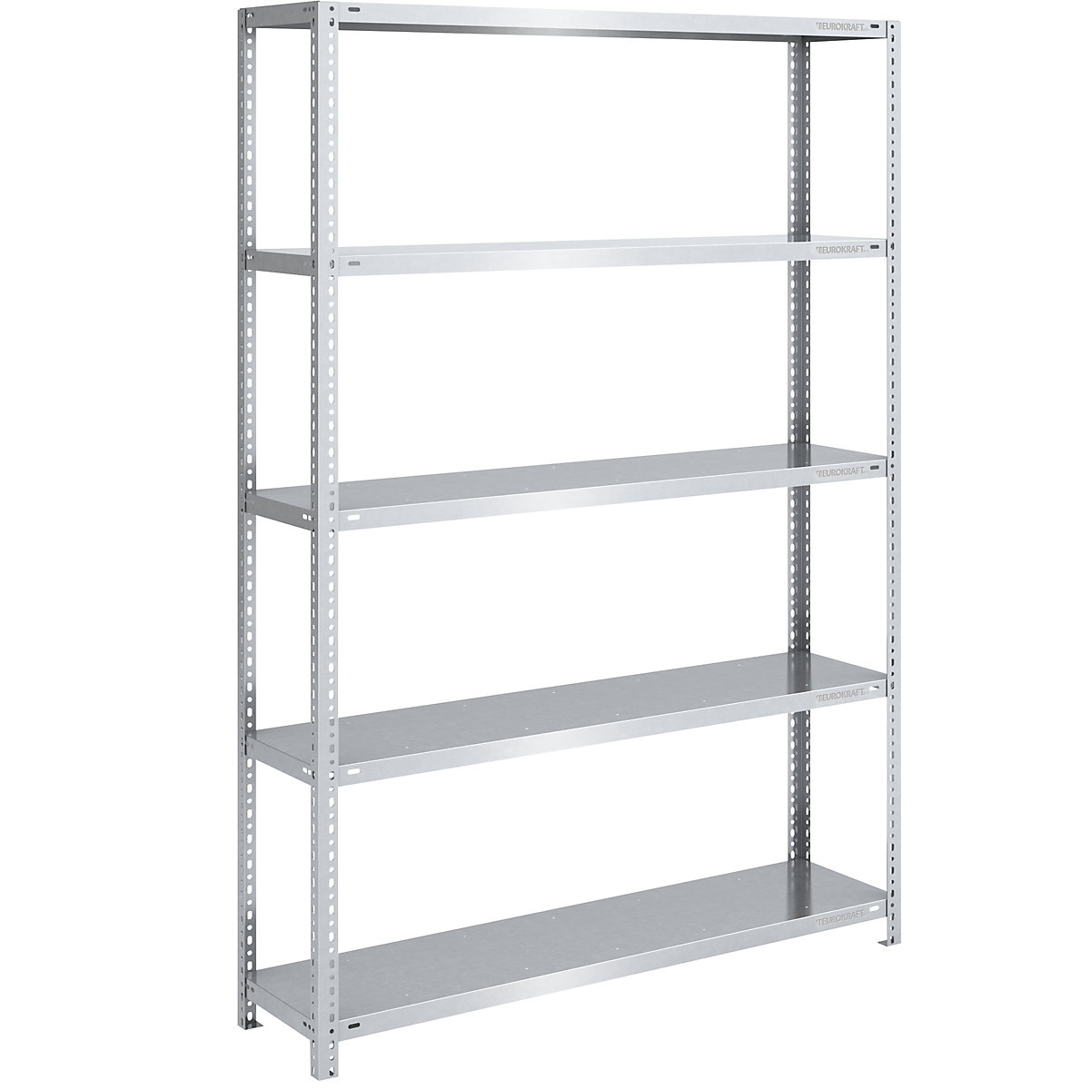 Bolt-together storage shelving, zinc plated, medium duty – eurokraft pro, shelf unit height 2000 mm, shelf width 1300 mm, depth 400 mm, standard shelf unit-13