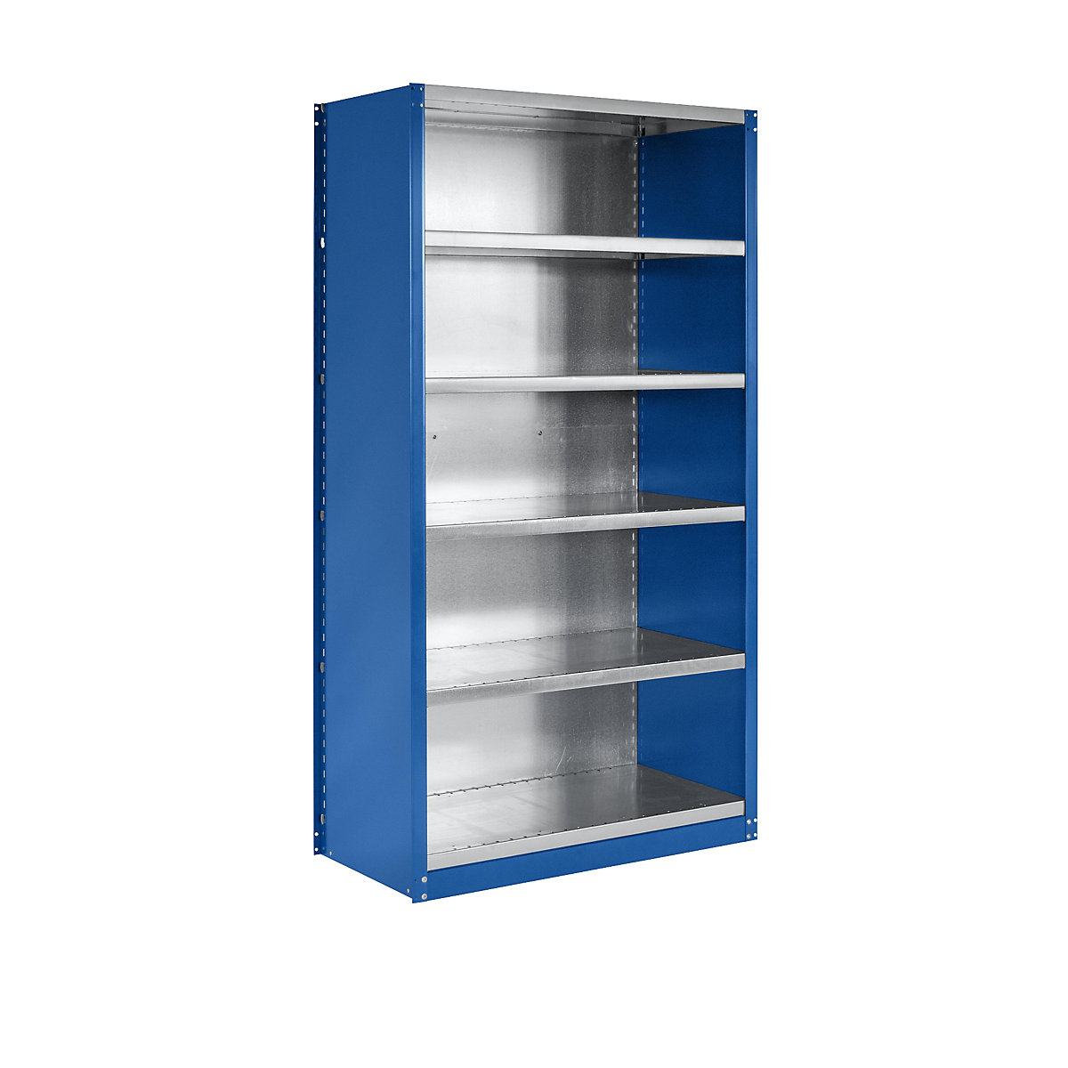 Boltless shelf unit system, shelf unit height 1990 mm – eurokraft pro, 5 shelves, WxD 1000 x 500 mm, standard shelf unit, gentian blue RAL 5010-7