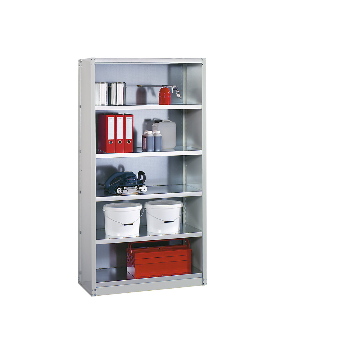 Boltless shelf unit system, shelf unit height 1990 mm – eurokraft pro, 5 compartments, WxD 1000 x 300 mm, extension shelf unit, reseda green RAL 6011-1