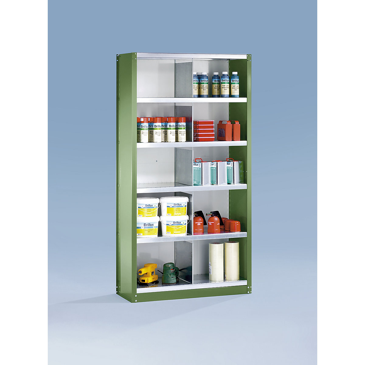 Boltless shelf unit system, shelf unit height 1990 mm – eurokraft pro, 10 compartments, WxD 1000 x 500 mm, extension shelf unit, light grey RAL 7035-1