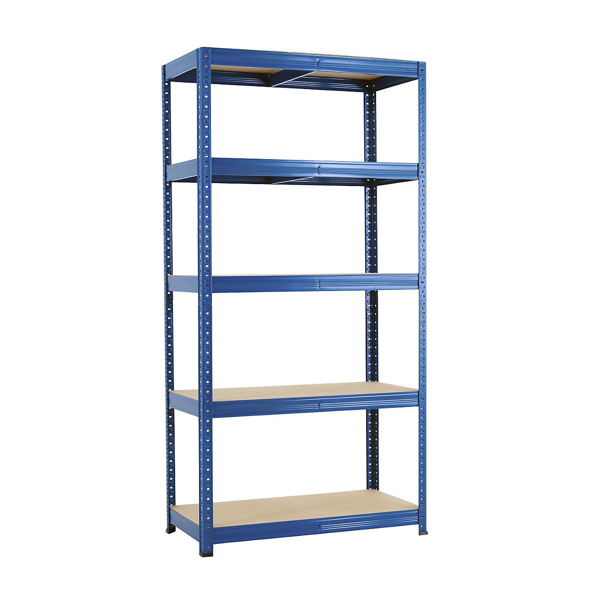 Boltless shelving unit, blue, 5 moulded chipboard shelves, max. load 265 kg, HxWxD 1780 x 900 x 450 mm-3