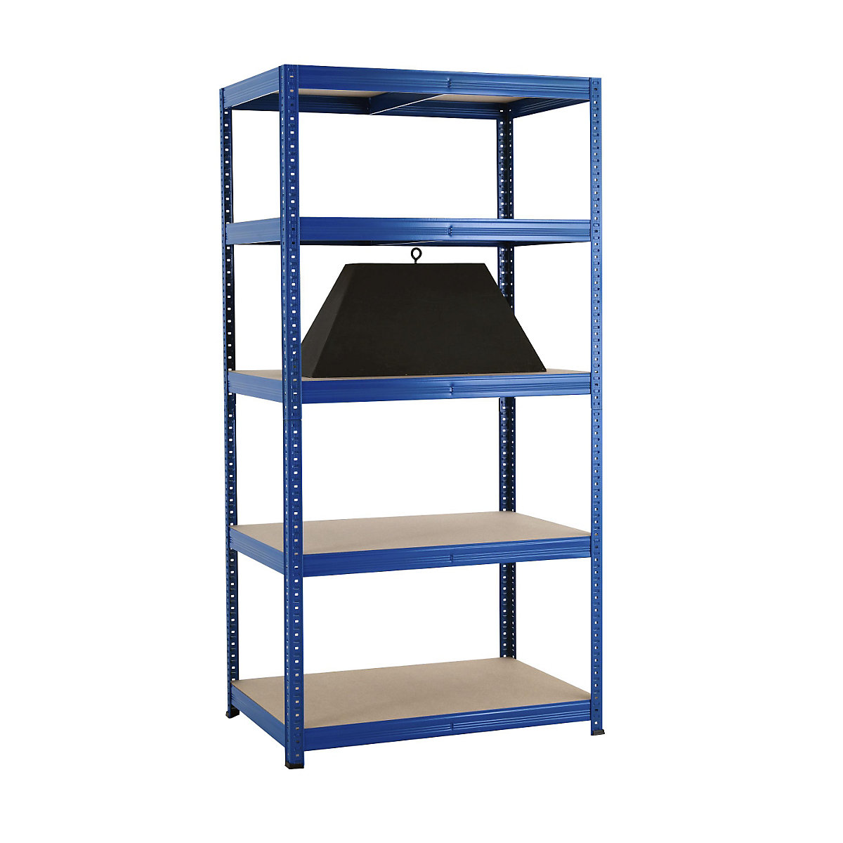 Boltless shelving unit, blue, 5 moulded chipboard shelves, max. load 265 kg, HxWxD 1780 x 900 x 600 mm-5