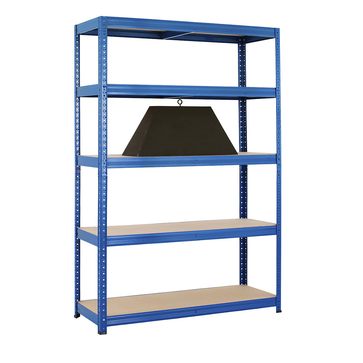 Boltless shelving unit, blue, 5 moulded chipboard shelves, max. load 265 kg, HxWxD 1780 x 1200 x 450 mm-2