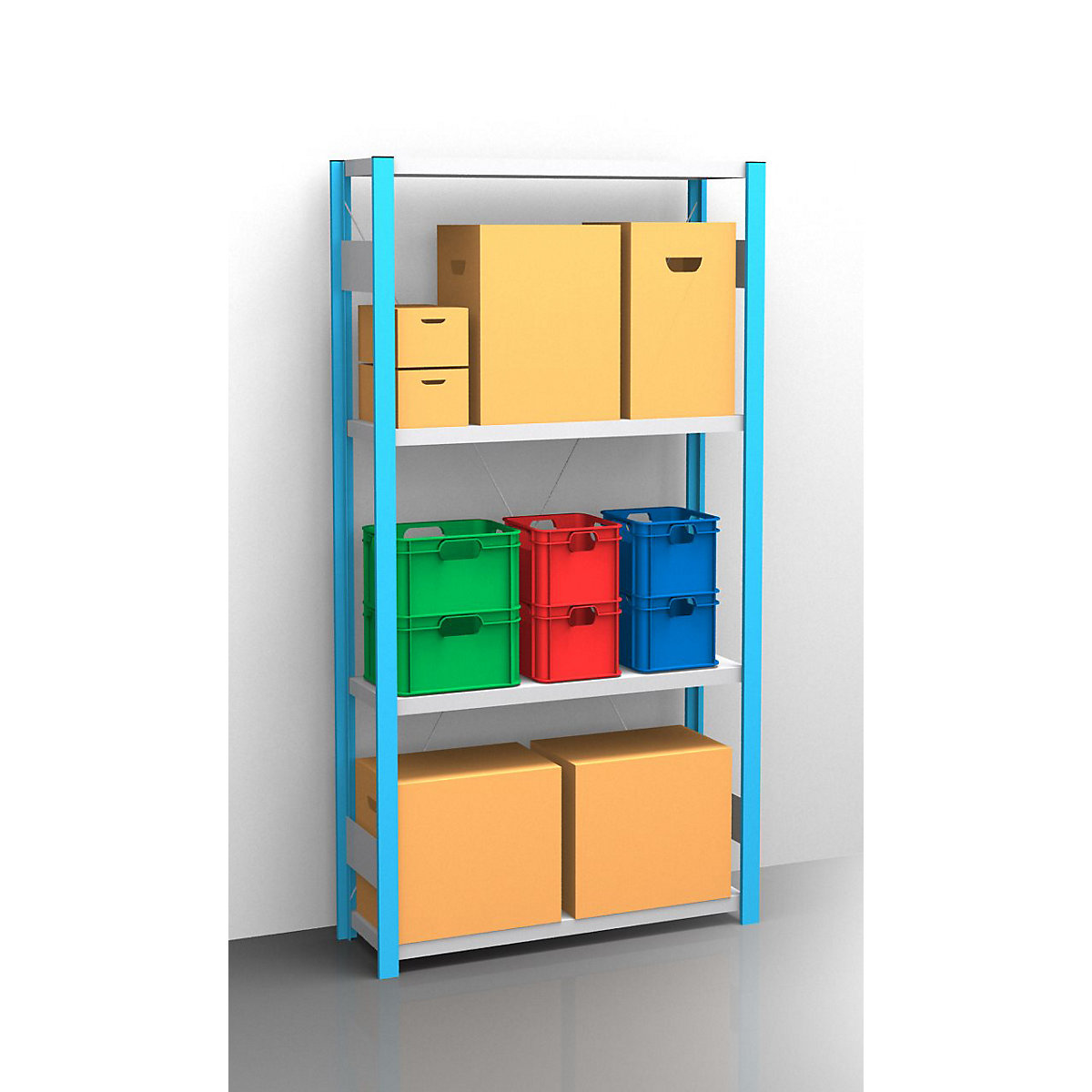 Boltless shelving unit – eurokraft pro, blue / zinc plated, shelf height 2000 mm, shelf width 965 mm, standard shelf unit, shelf depth 350 mm-30