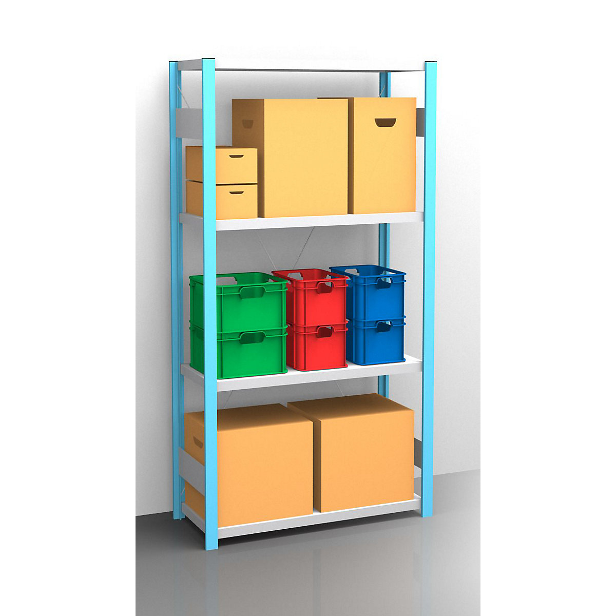 Boltless shelving unit – eurokraft pro, blue / zinc plated, shelf height 2000 mm, shelf width 965 mm, standard shelf unit, shelf depth 450 mm-33