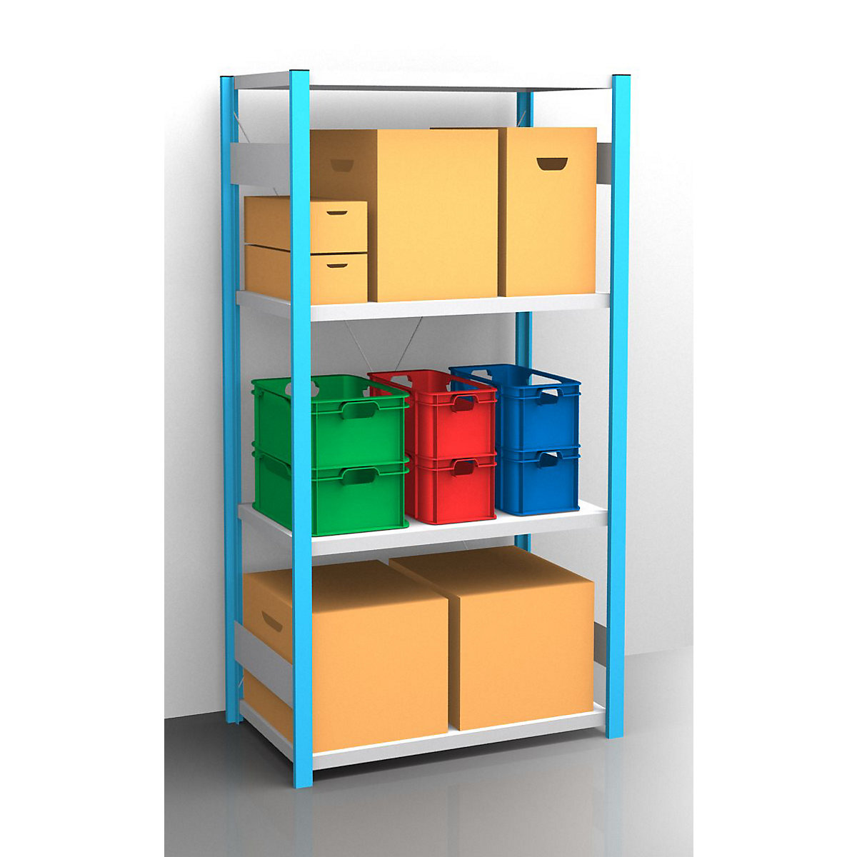 Boltless shelving unit – eurokraft pro, blue / zinc plated, shelf height 2000 mm, shelf width 965 mm, standard shelf unit, shelf depth 650 mm-18