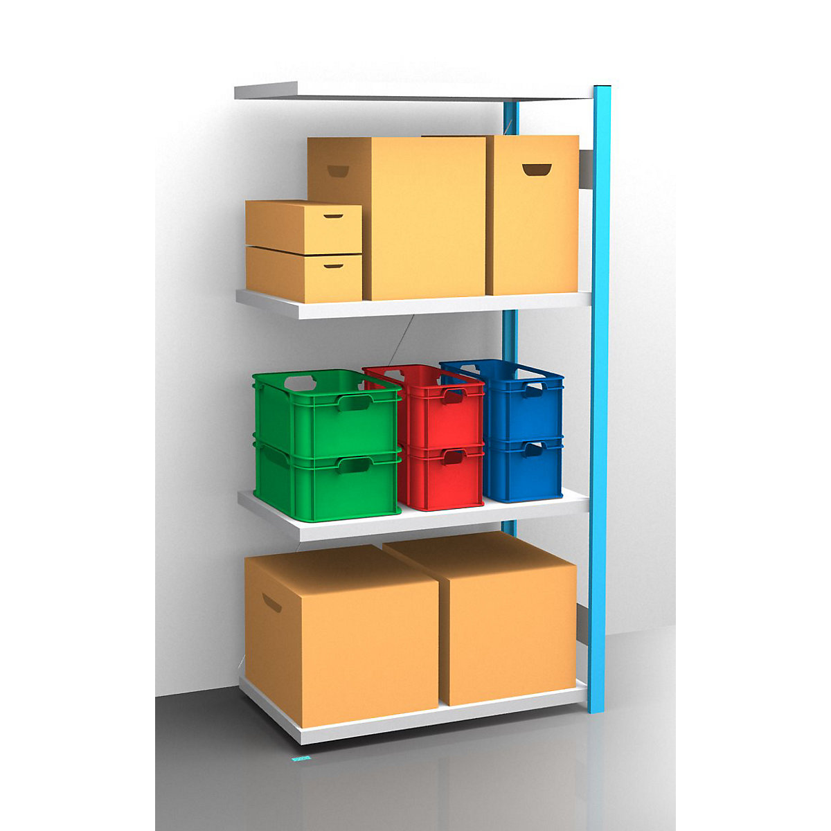 Boltless shelving unit – eurokraft pro, blue / zinc plated, shelf height 2000 mm, shelf width 965 mm, extension shelf unit, shelf depth 650 mm-27