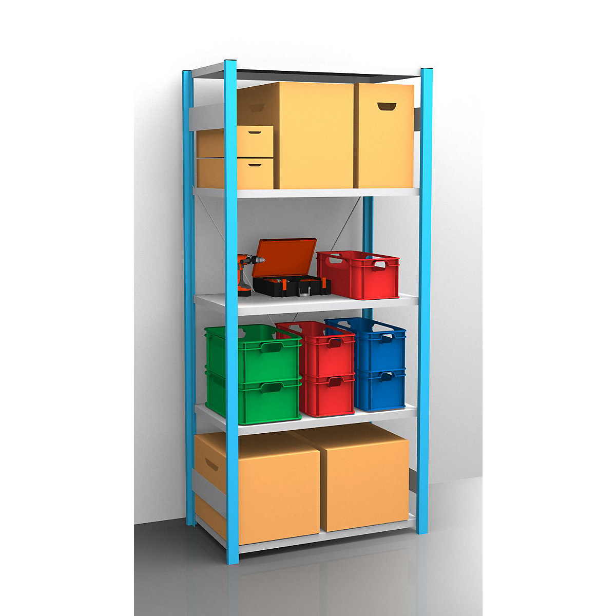 Boltless shelving unit – eurokraft pro, blue / zinc plated, shelf height 2350 mm, shelf width 965 mm, standard shelf unit, shelf depth 650 mm-14