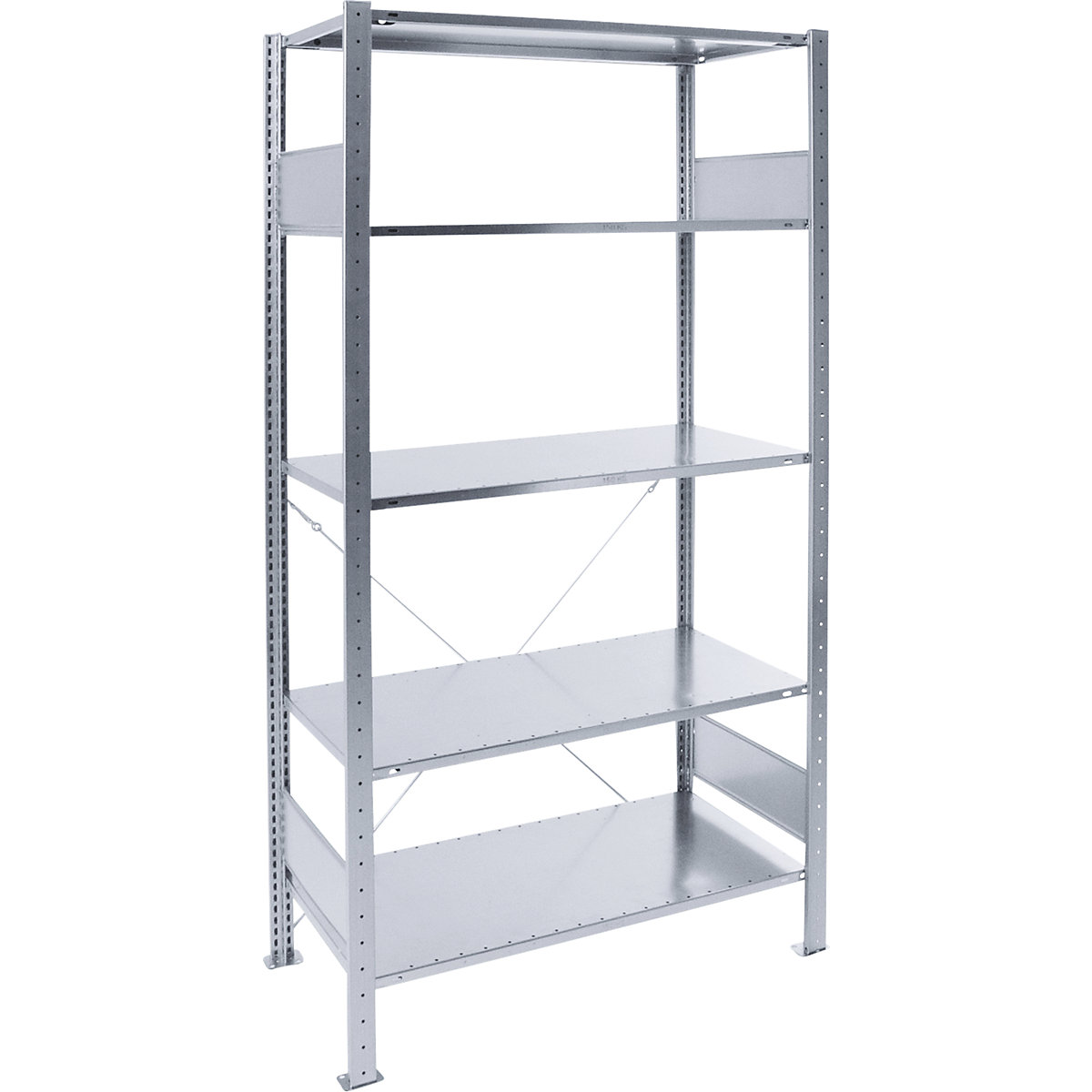 Boltless shelving unit – eurokraft pro, single row, shelf WxD 1000 x 400 mm, zinc plated, height 2000 mm, standard shelf unit-11