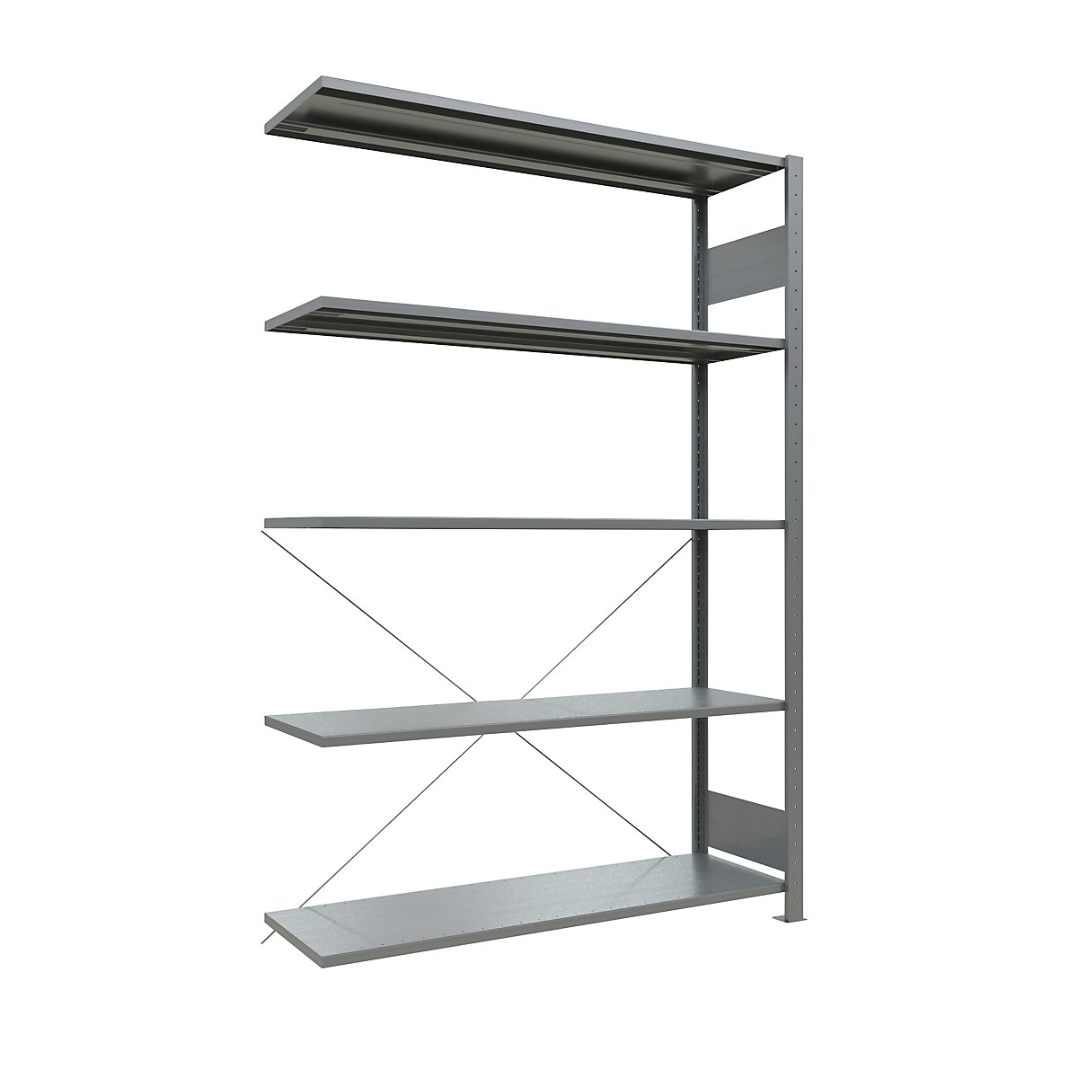 Boltless shelving unit – eurokraft pro, single row, shelf WxD 1300 x 400 mm, zinc plated, height 2000 mm, extension shelf unit-37