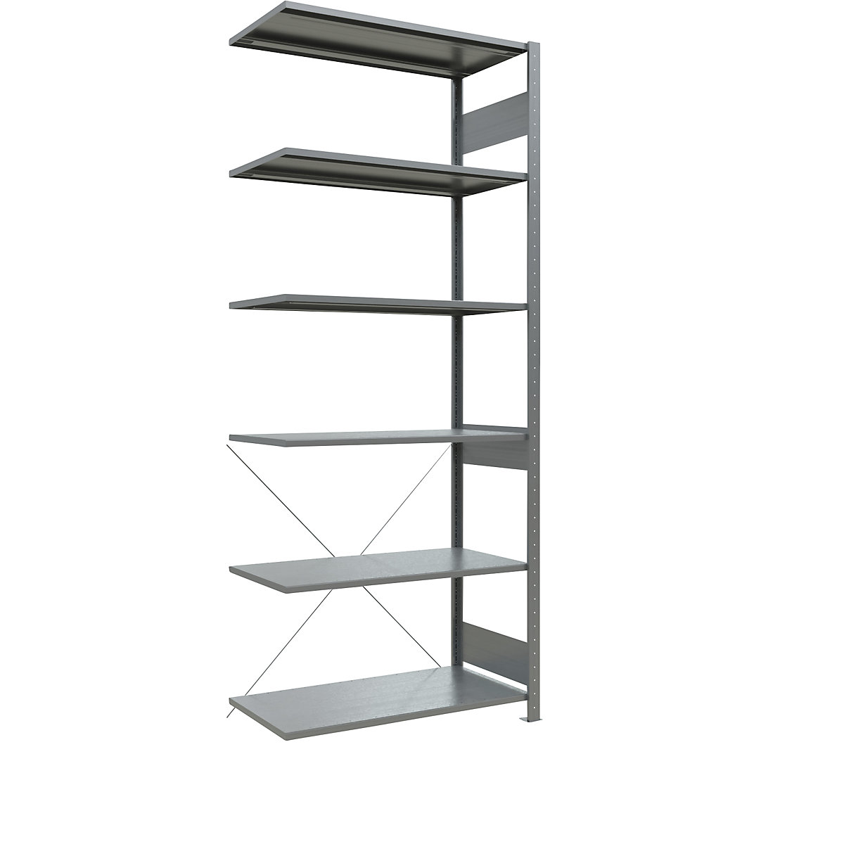 Boltless shelving unit – eurokraft pro, single row, shelf WxD 1000 x 500 mm, zinc plated, height 2500 mm, extension shelf unit-38