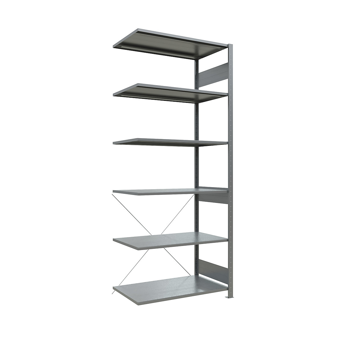Boltless shelving unit – eurokraft pro, single row, shelf WxD 1000 x 600 mm, zinc plated, height 2500 mm, extension shelf unit-41
