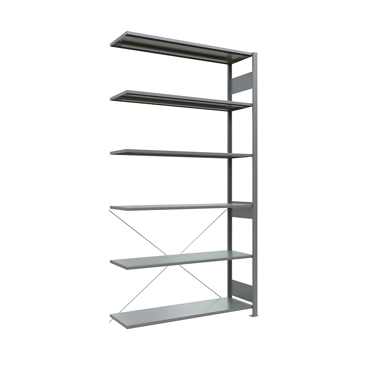 Boltless shelving unit – eurokraft pro, single row, shelf WxD 1300 x 400 mm, zinc plated, height 2500 mm, extension shelf unit-24