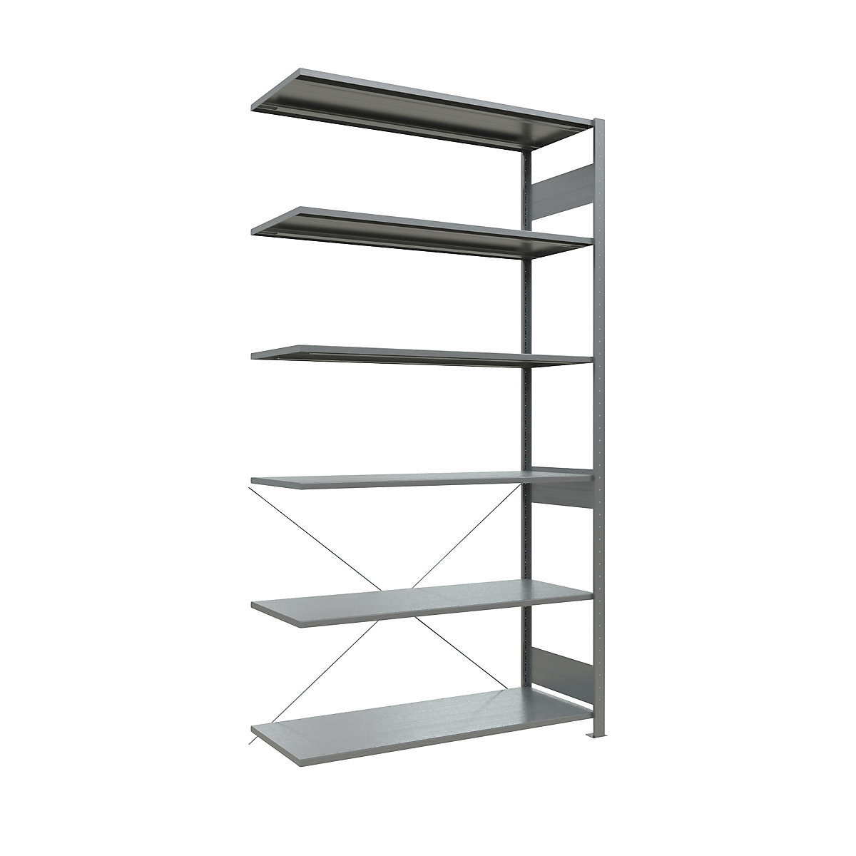 Boltless shelving unit – eurokraft pro, single row, shelf WxD 1300 x 500 mm, zinc plated, height 2500 mm, extension shelf unit-27
