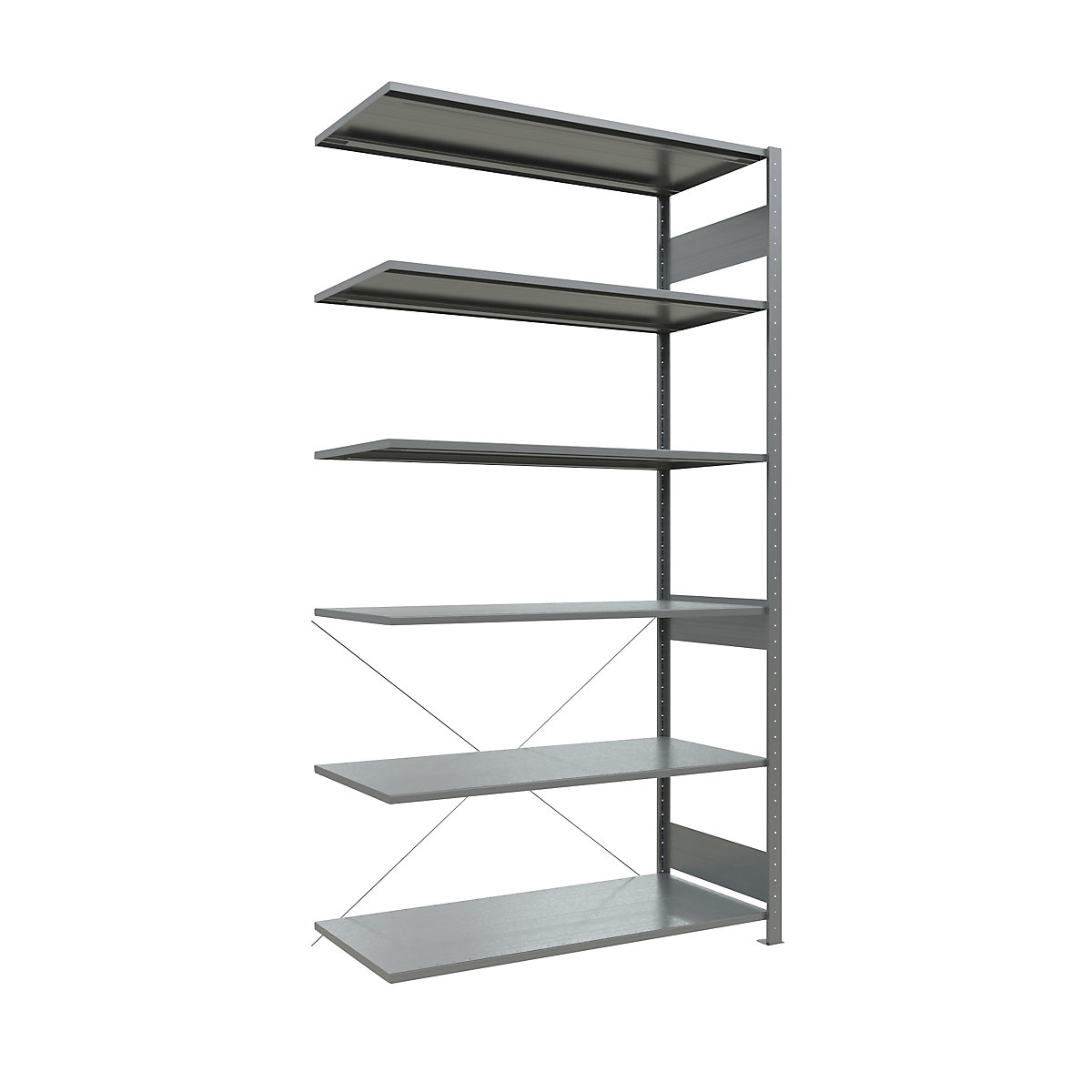 Boltless shelving unit – eurokraft pro, single row, shelf WxD 1300 x 600 mm, zinc plated, height 2500 mm, extension shelf unit-19