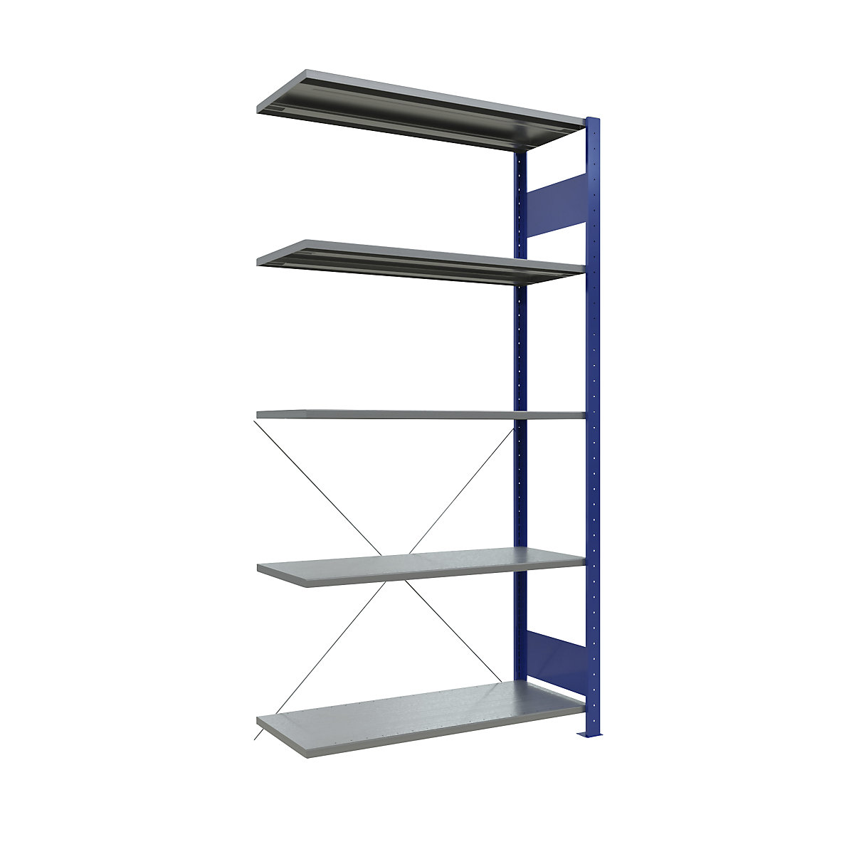 Boltless shelving unit – eurokraft pro, single row, shelf WxD 1000 x 400 mm, blue, height 2000 mm, extension shelf unit-40