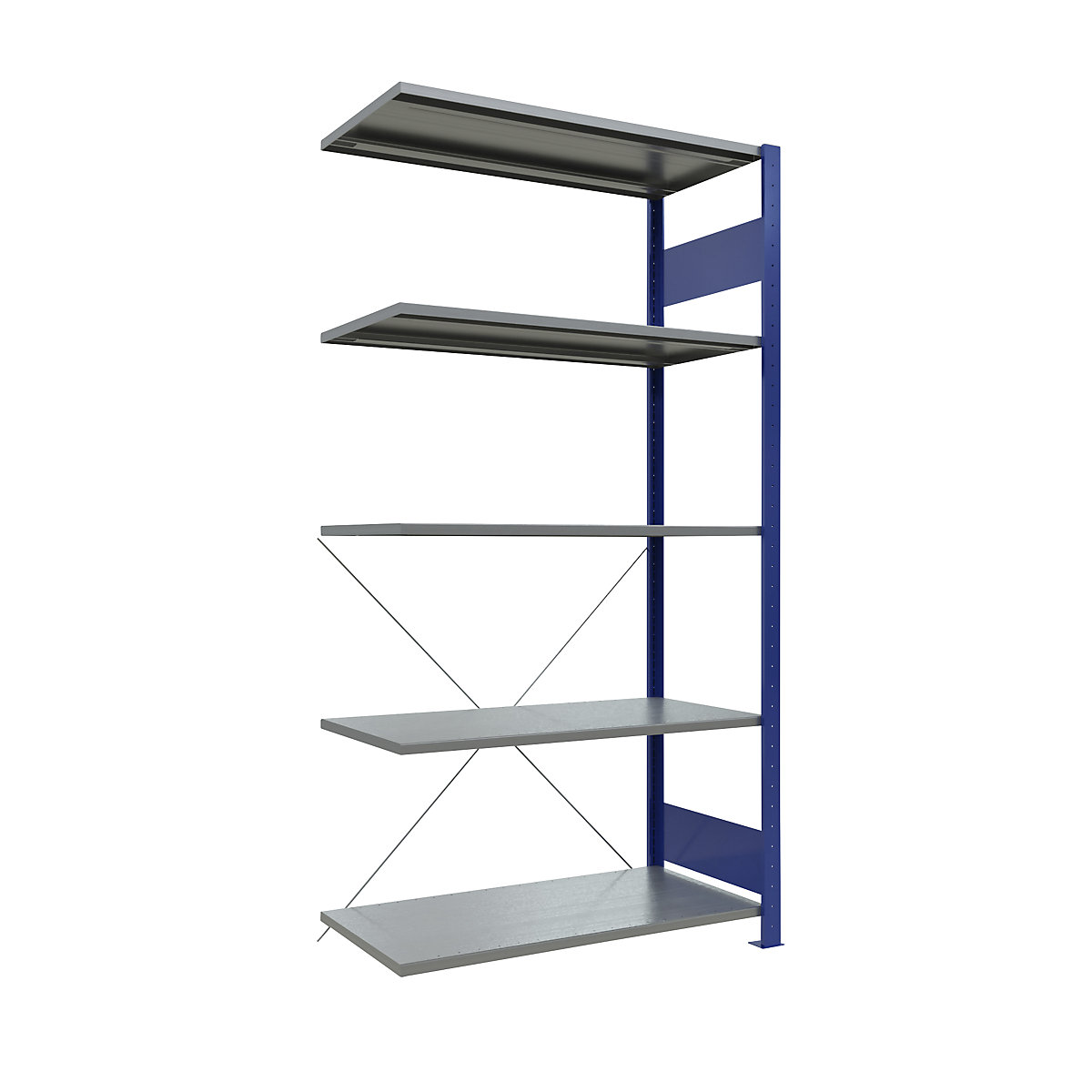 Boltless shelving unit – eurokraft pro, single row, shelf WxD 1000 x 500 mm, blue, height 2000 mm, extension shelf unit-15