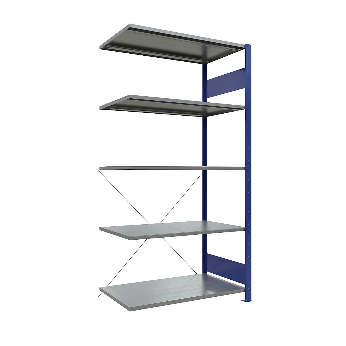 Boltless shelving unit – eurokraft pro, single row, shelf WxD 1000 x 600 mm, blue, height 2000 mm, extension shelf unit-32