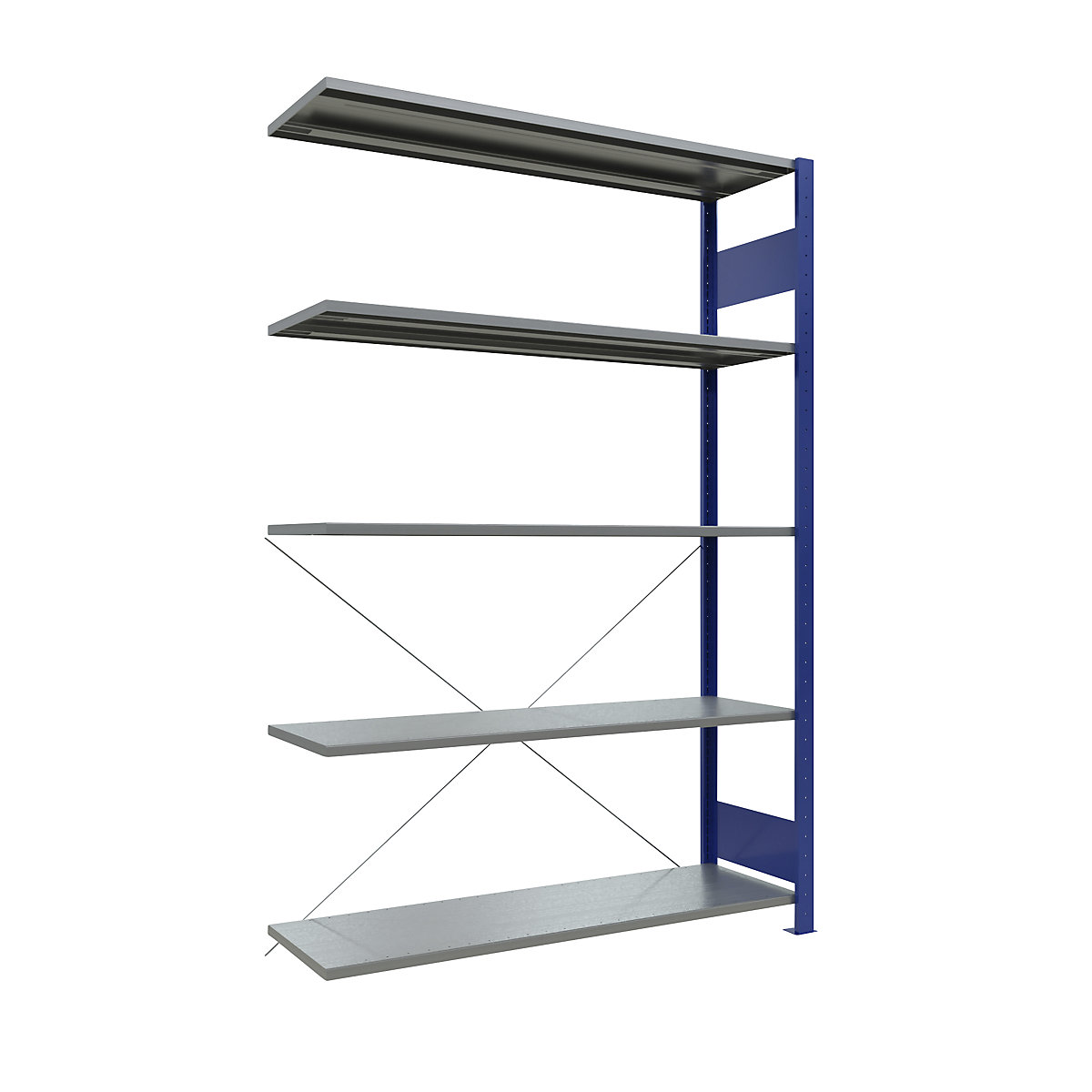 Boltless shelving unit – eurokraft pro, single row, shelf WxD 1300 x 400 mm, blue, height 2000 mm, extension shelf unit-18