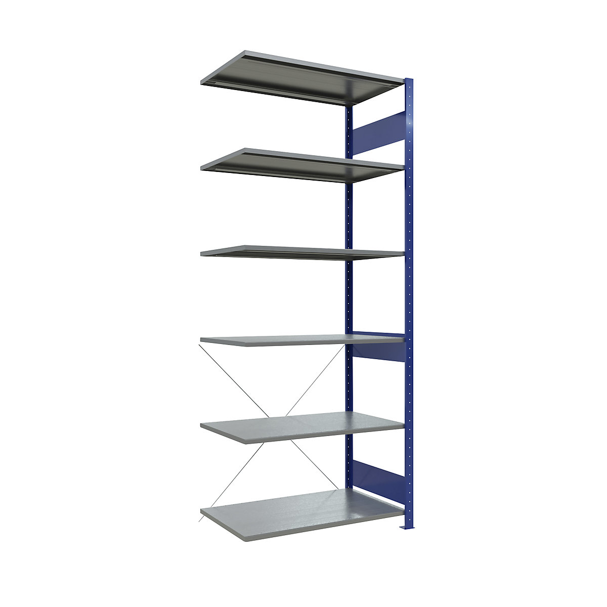 Boltless shelving unit – eurokraft pro, single row, shelf WxD 1000 x 600 mm, blue, height 2500 mm, extension shelf unit-12