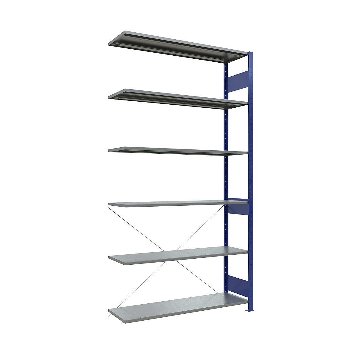 Boltless shelving unit – eurokraft pro, single row, shelf WxD 1300 x 400 mm, blue, height 2500 mm, extension shelf unit-31