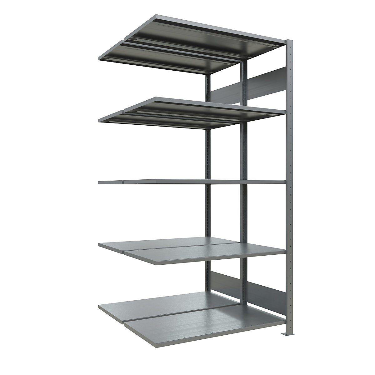 Boltless shelving unit – eurokraft pro, double row, shelf WxD 1000 x (2 x 500) mm, zinc plated, height 2000 mm, extension shelf unit-21