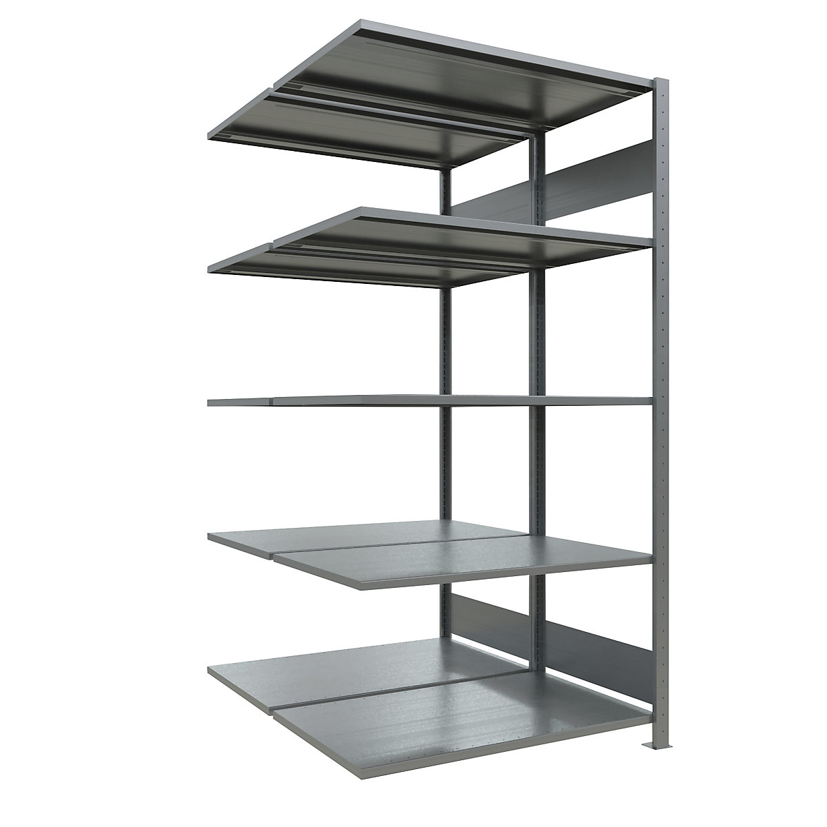 Boltless shelving unit – eurokraft pro, double row, shelf WxD 1000 x (2 x 600) mm, zinc plated, height 2000 mm, extension shelf unit-28