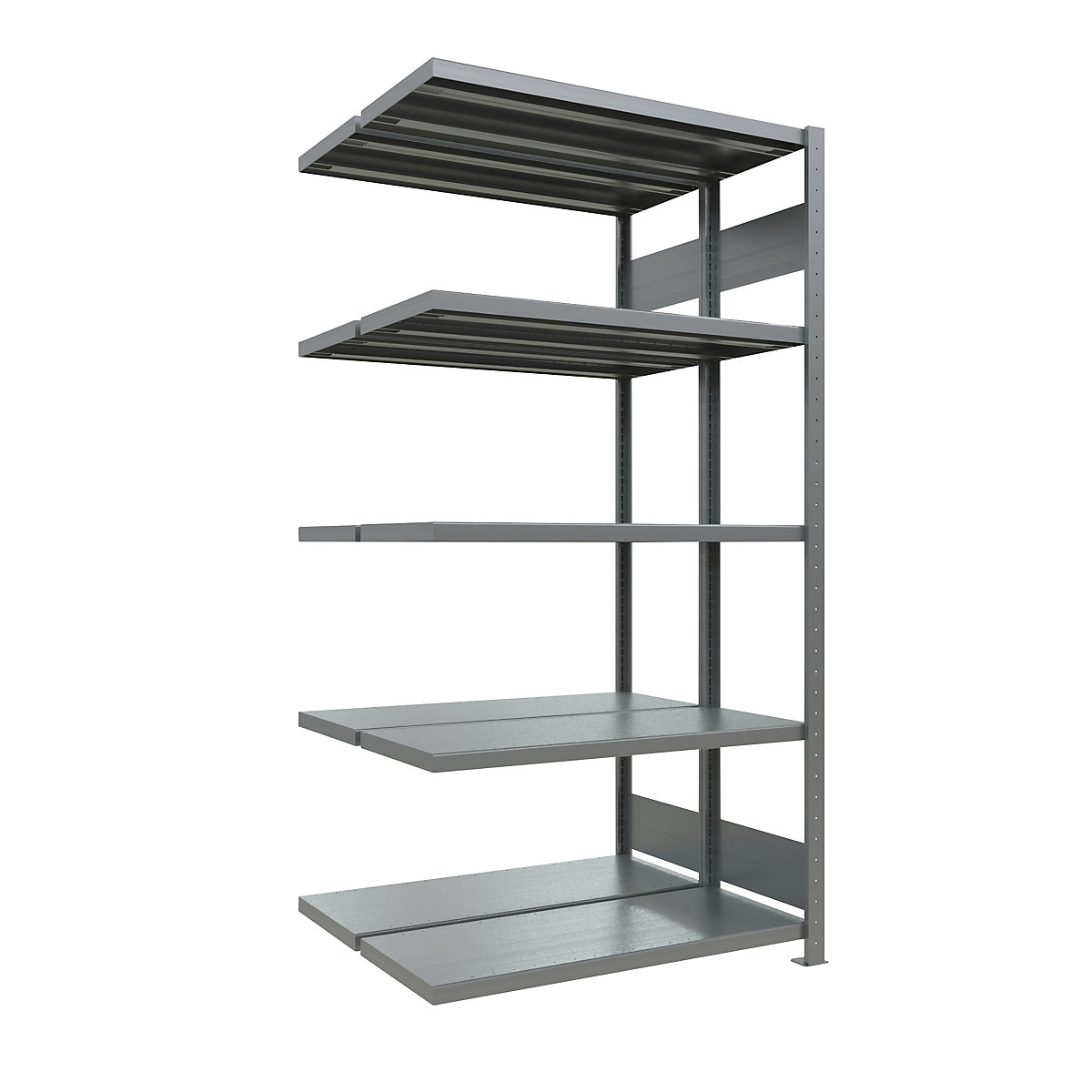 Boltless shelving unit – eurokraft pro, double row, shelf WxD 1300 x (2 x 400) mm, zinc plated, height 2000 mm, extension shelf unit-23