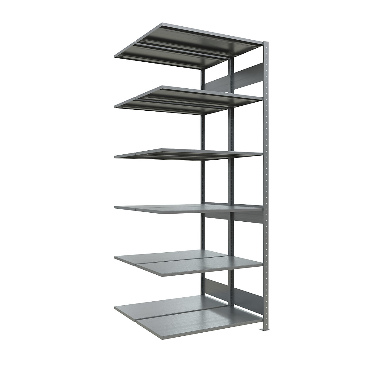 Boltless shelving unit – eurokraft pro, double row, shelf WxD 1000 x (2 x 500) mm, zinc plated, height 2500 mm, extension shelf unit-22