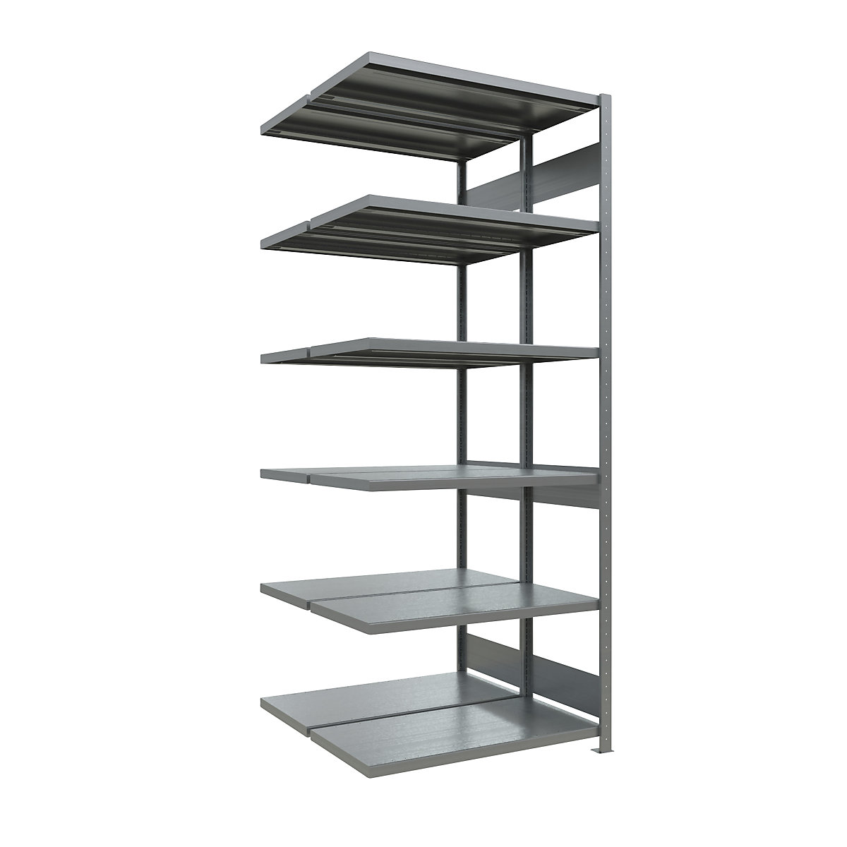 Boltless shelving unit – eurokraft pro, double row, shelf WxD 1300 x (2 x 500) mm, zinc plated, height 2500 mm, extension shelf unit-13