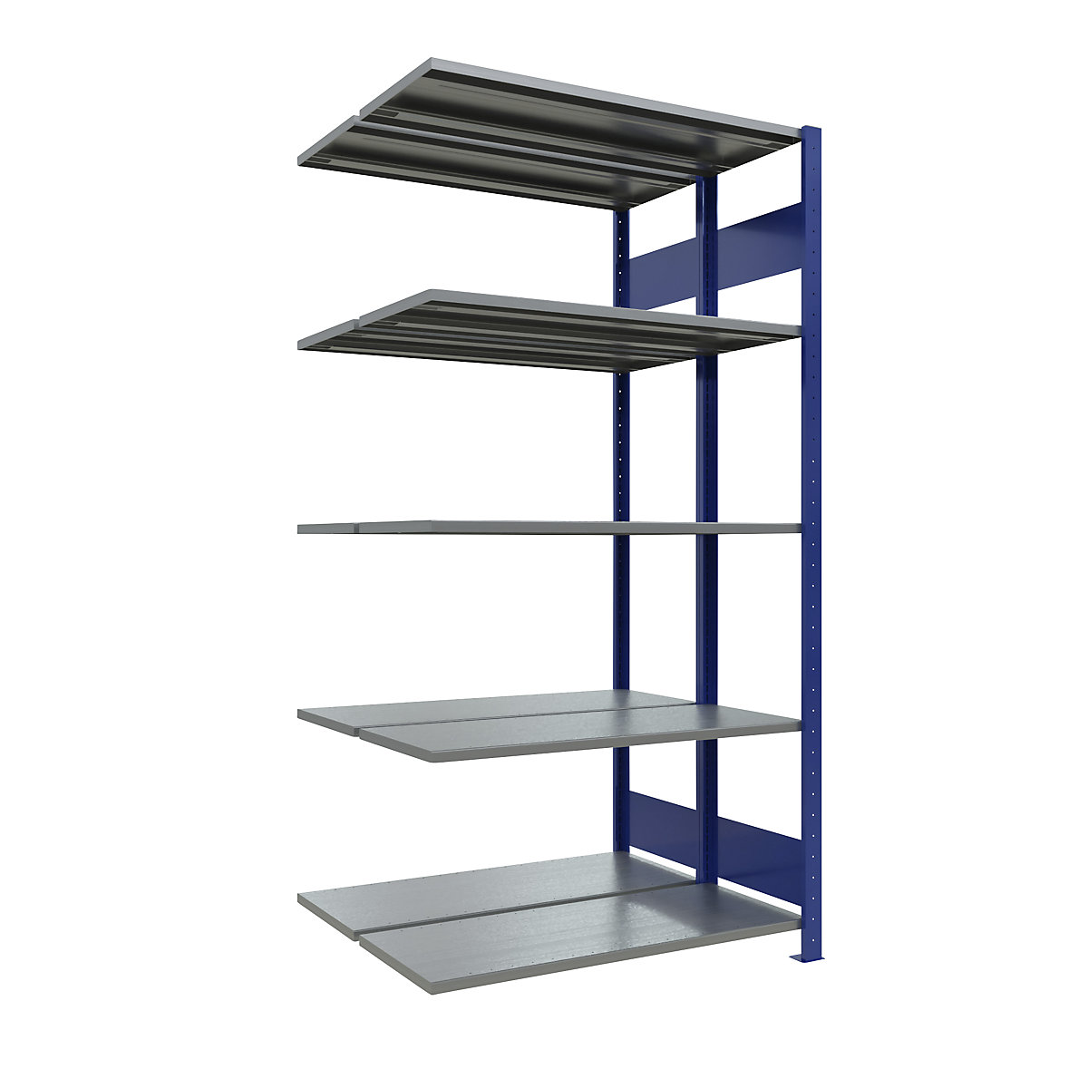 Boltless shelving unit – eurokraft pro, double row, shelf WxD 1000 x (2 x 400) mm, blue, height 2000 mm, extension shelf unit-16