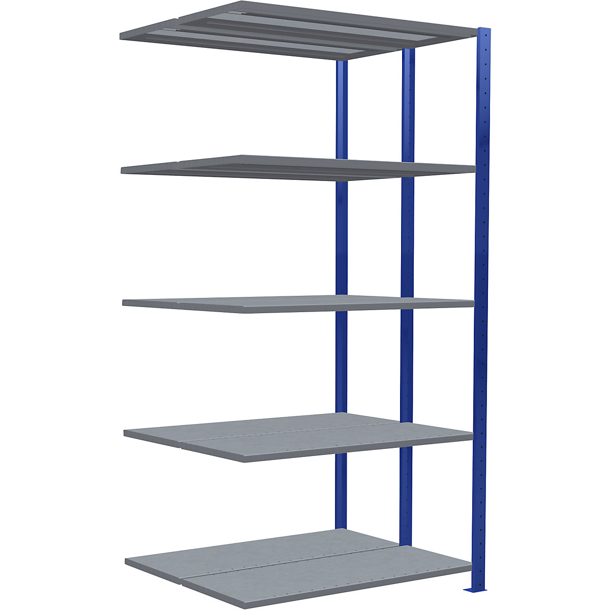 Boltless shelving unit – eurokraft pro, double row, shelf WxD 1300 x (2 x 400) mm, blue, height 2000 mm, extension shelf unit-11