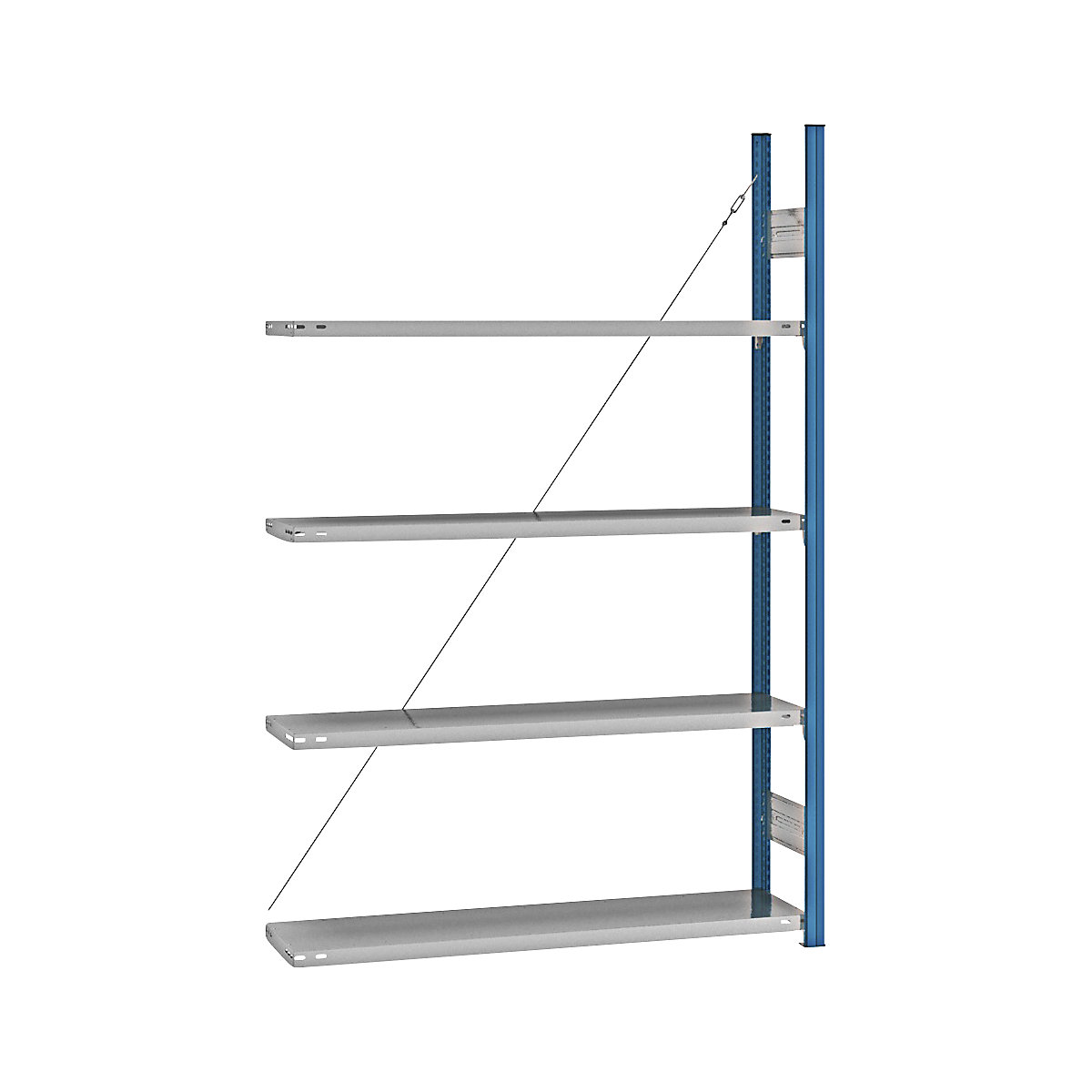 Boltless shelving unit – eurokraft pro, blue / zinc plated, shelf height 2000 mm, shelf width 1215 mm, extension shelf unit, shelf depth 350 mm-21
