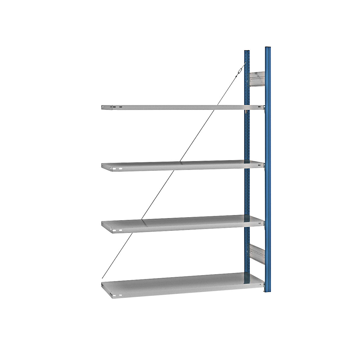 Boltless shelving unit – eurokraft pro, blue / zinc plated, shelf height 2000 mm, shelf width 1215 mm, extension shelf unit, shelf depth 450 mm-34