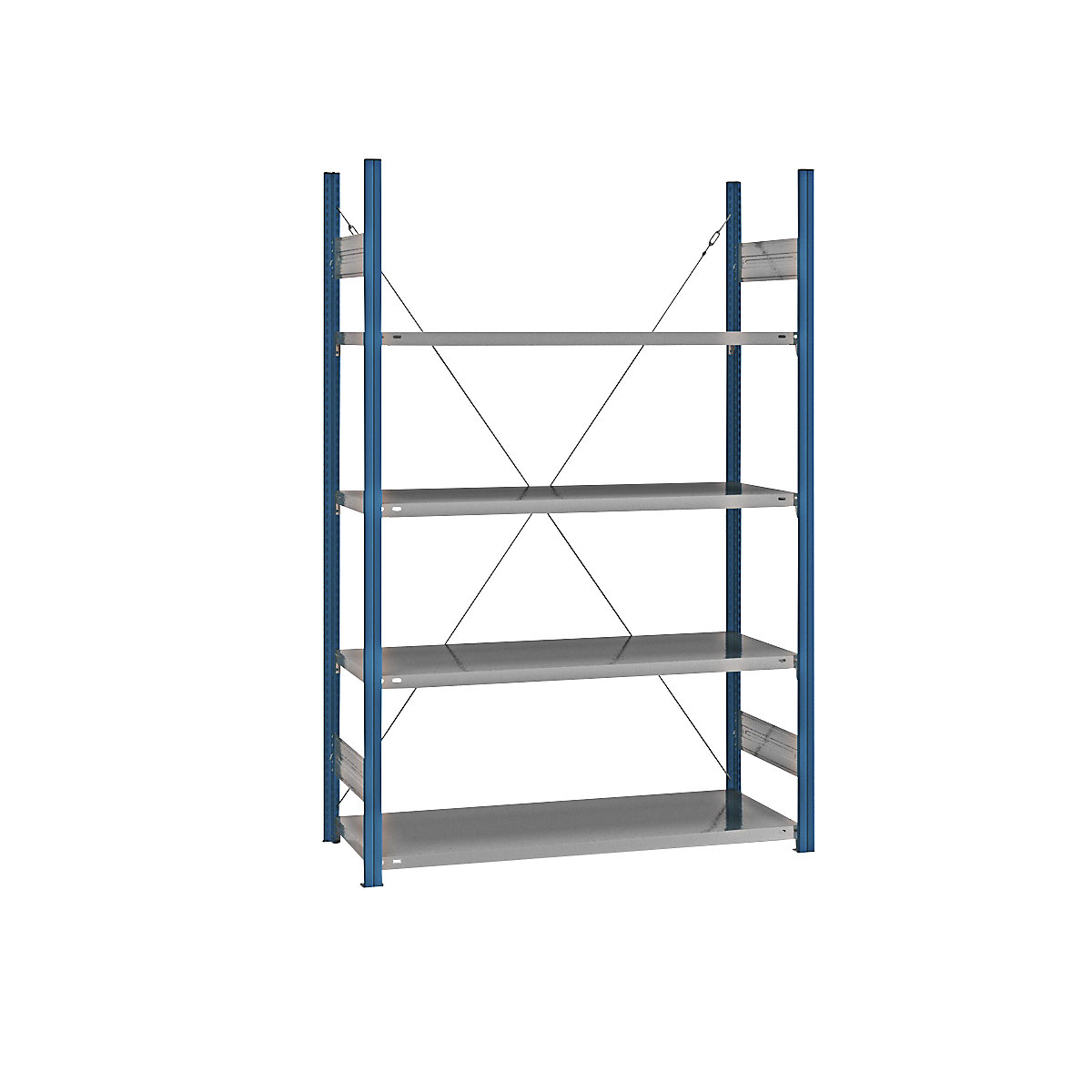 Boltless shelving unit – eurokraft pro, blue / zinc plated, shelf height 2000 mm, shelf width 1215 mm, standard shelf unit, shelf depth 550 mm-16