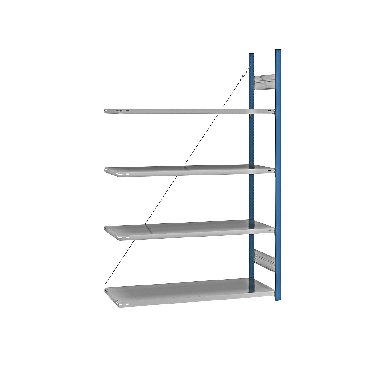 Boltless shelving unit – eurokraft pro, blue / zinc plated, shelf height 2000 mm, shelf width 1215 mm, extension shelf unit, shelf depth 550 mm-29