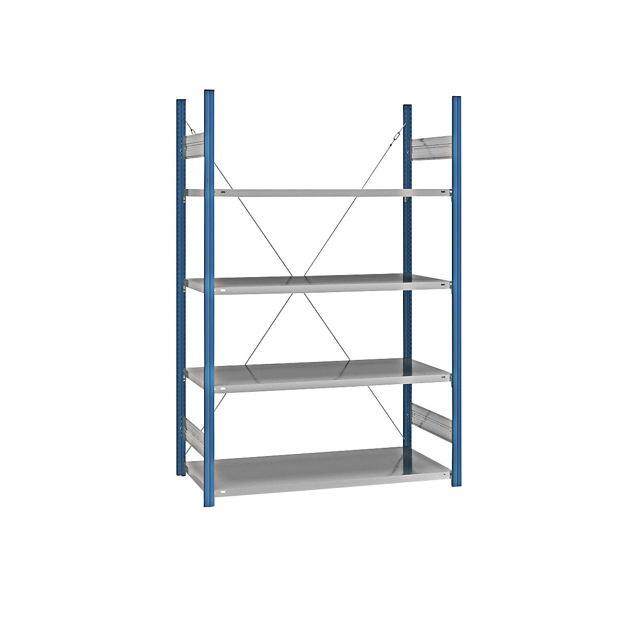 Boltless shelving unit – eurokraft pro, blue / zinc plated, shelf height 2000 mm, shelf width 1215 mm, standard shelf unit, shelf depth 650 mm-7