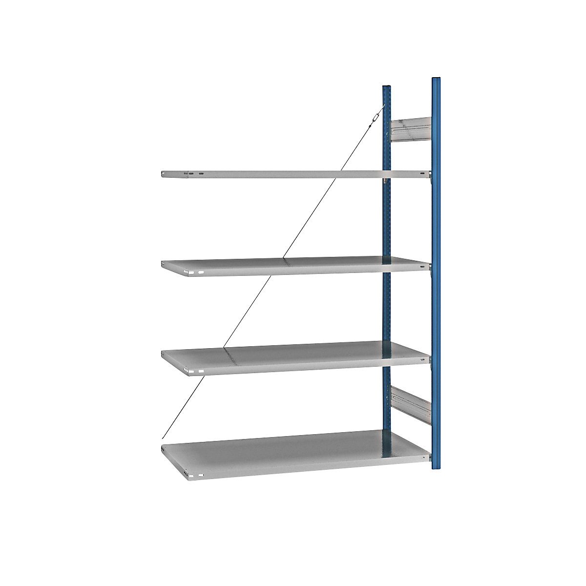 Boltless shelving unit – eurokraft pro, blue / zinc plated, shelf height 2000 mm, shelf width 1215 mm, extension shelf unit, shelf depth 650 mm-31