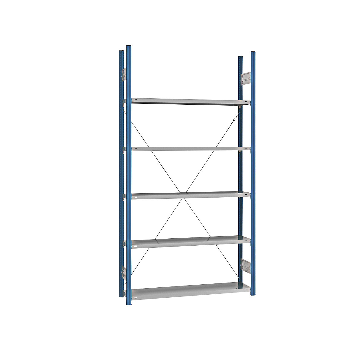 Boltless shelving unit – eurokraft pro, blue / zinc plated, shelf height 2350 mm, shelf width 1215 mm, standard shelf unit, shelf depth 350 mm-24