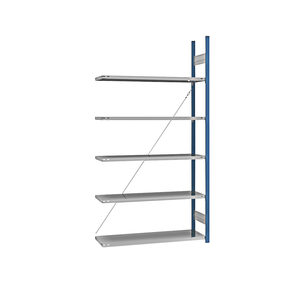 Boltless shelving unit – eurokraft pro, blue / zinc plated, shelf height 2350 mm, shelf width 1215 mm, extension shelf unit, shelf depth 450 mm-25
