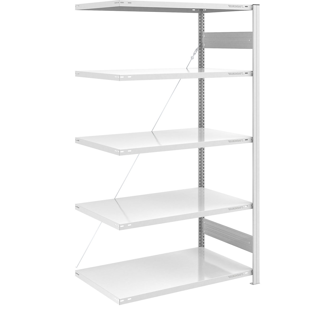 Boltless storage shelving unit, RAL 7035, medium duty – eurokraft pro, shelf height 2000 mm, extension shelf unit, width x depth 1000x800 mm-8