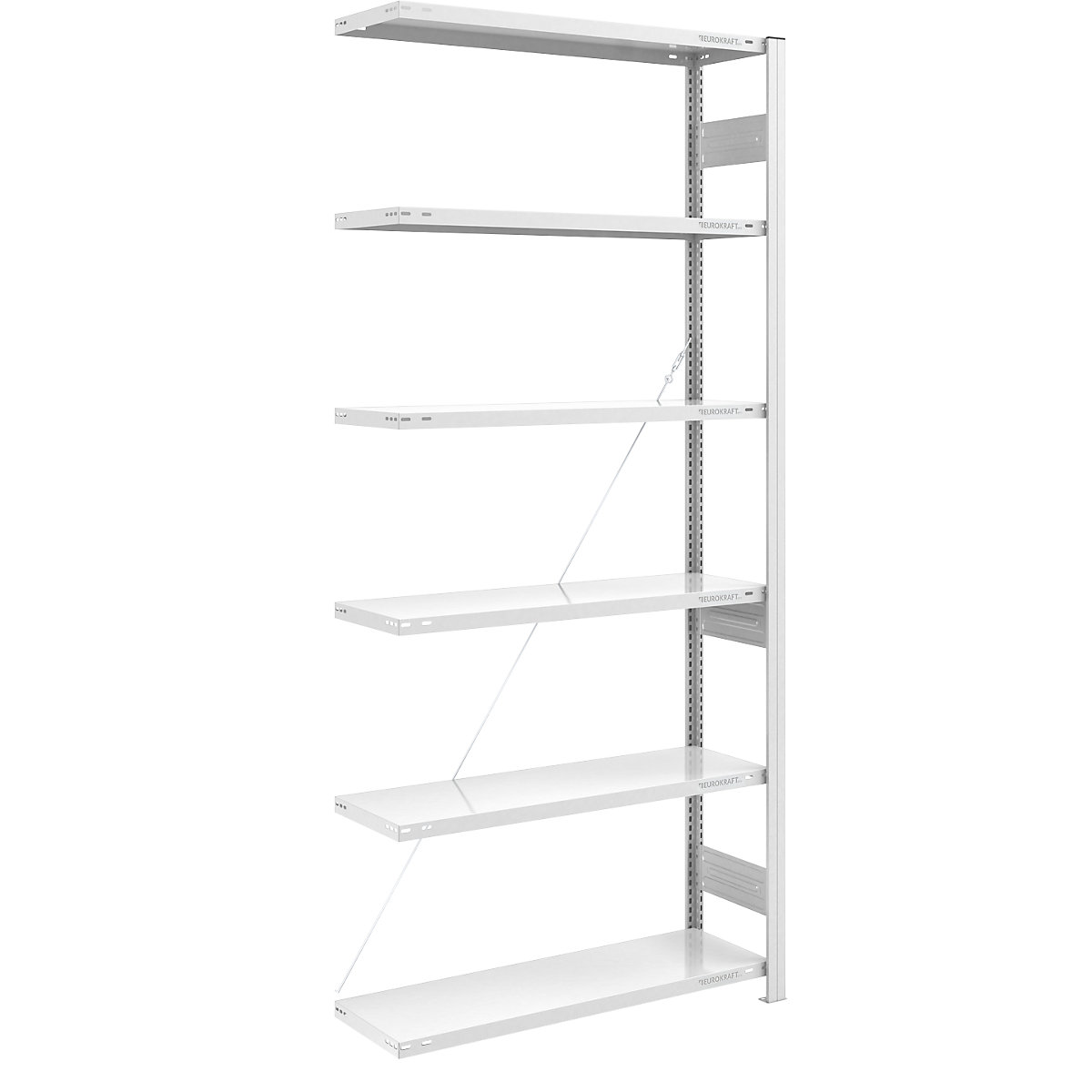 Boltless storage shelving unit, RAL 7035, medium duty – eurokraft pro, shelf height 2500 mm, extension shelf unit, width x depth 1000x400 mm-9