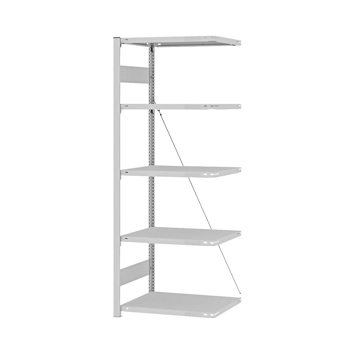 Boltless storage shelving unit, RAL 7035, medium duty - eurokraft pro