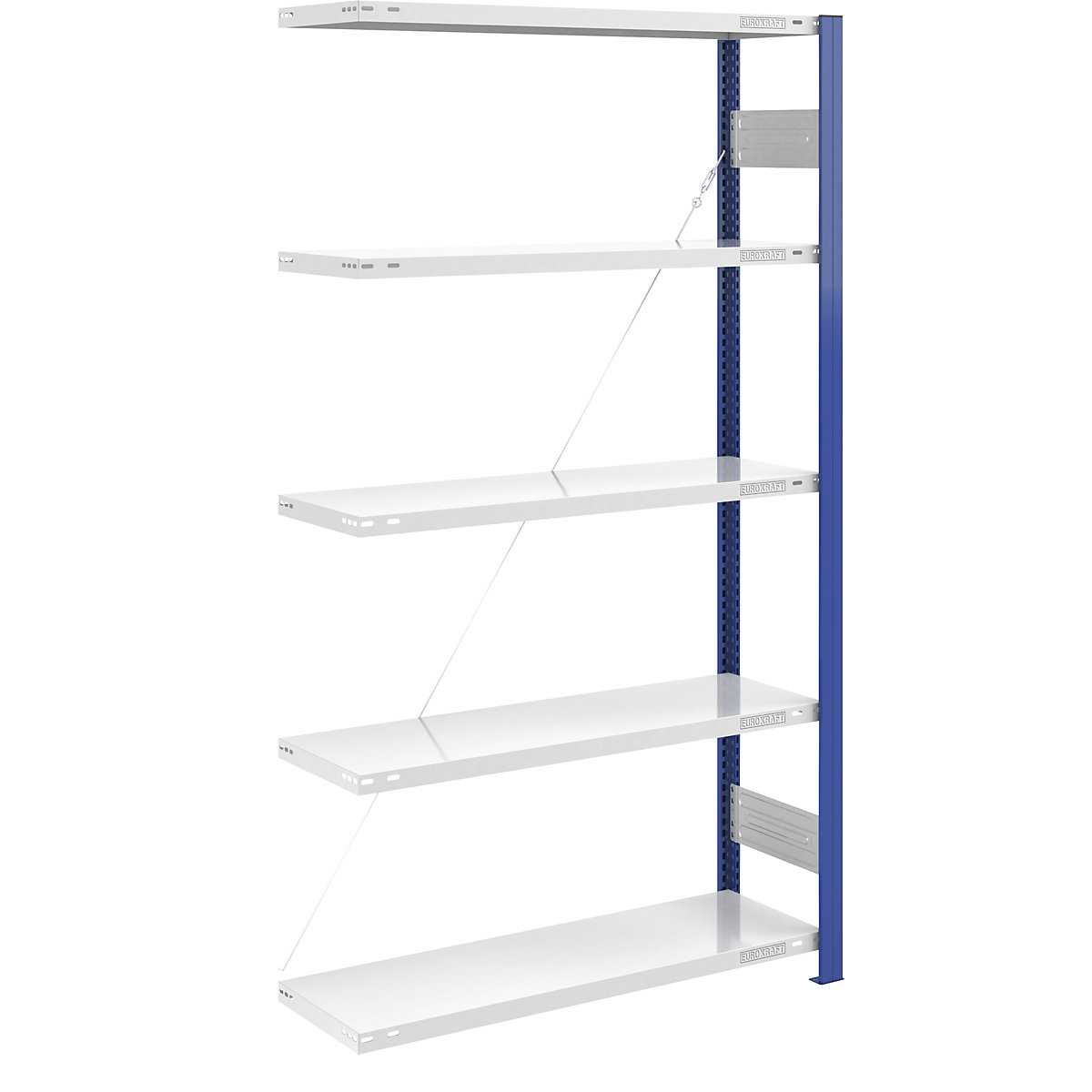 Boltless storage shelving unit, uprights in blue – eurokraft pro, HxW 2000 x 1000 mm, light grey base, extension shelf unit, depth 400 mm-12