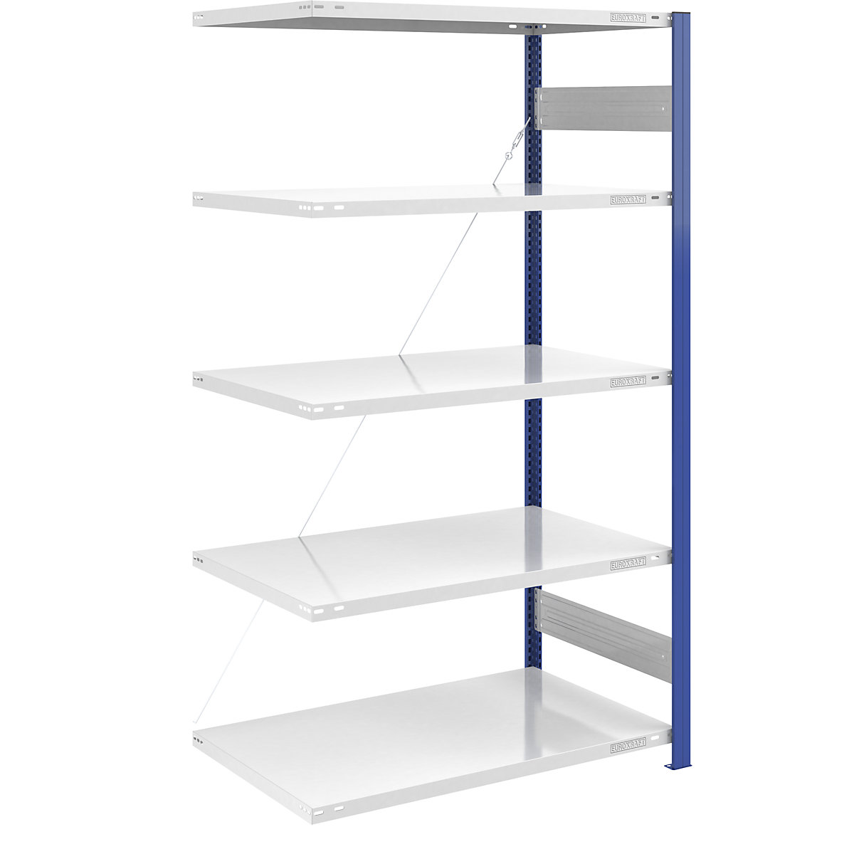Boltless storage shelving unit, uprights in blue – eurokraft pro, HxW 2000 x 1000 mm, light grey base, extension shelf unit, depth 800 mm-11