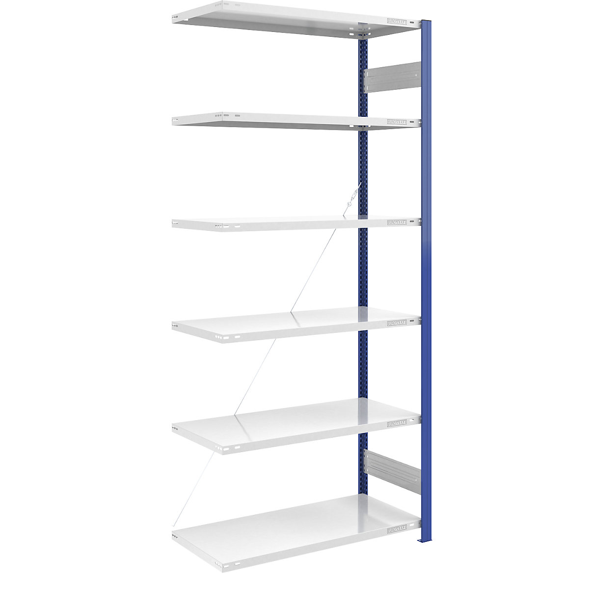 Boltless storage shelving unit, uprights in blue – eurokraft pro, HxW 2500 x 1000 mm, light grey base, extension shelf unit, depth 600 mm-7
