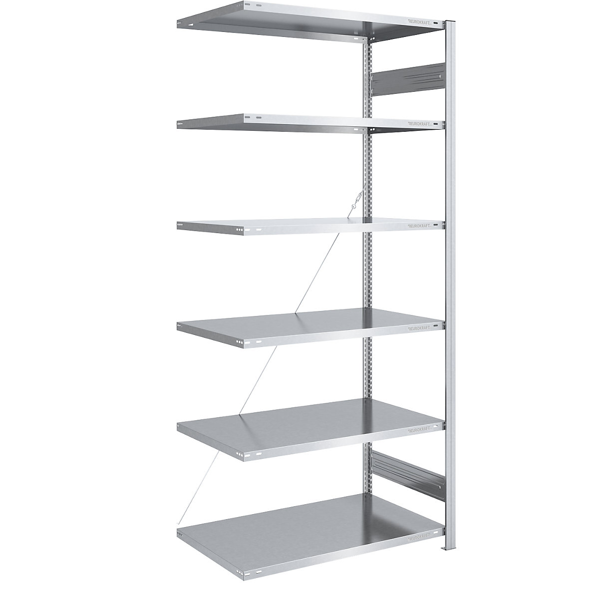 Boltless storage shelving unit, zinc plated, light duty – eurokraft pro, shelf height 2500 mm, extension shelf, width x depth 1000 x 800 mm-6